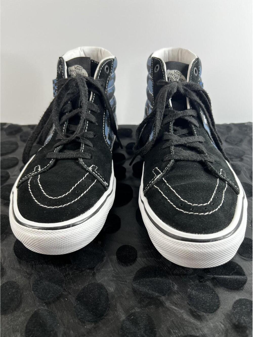Vans x Krooked Sk8 Hi Natas Ray Barbee Black Blue Camo Mens 8.5 Skate Shoes